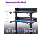 Advwin Electric Standing Desk Height Adjustable Computer Desk with Monitor Stand Black Desktop+Black Frame