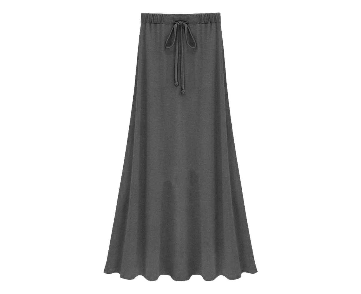 Women's Vintage Elastic Waist A-Line Long Midi Skirt