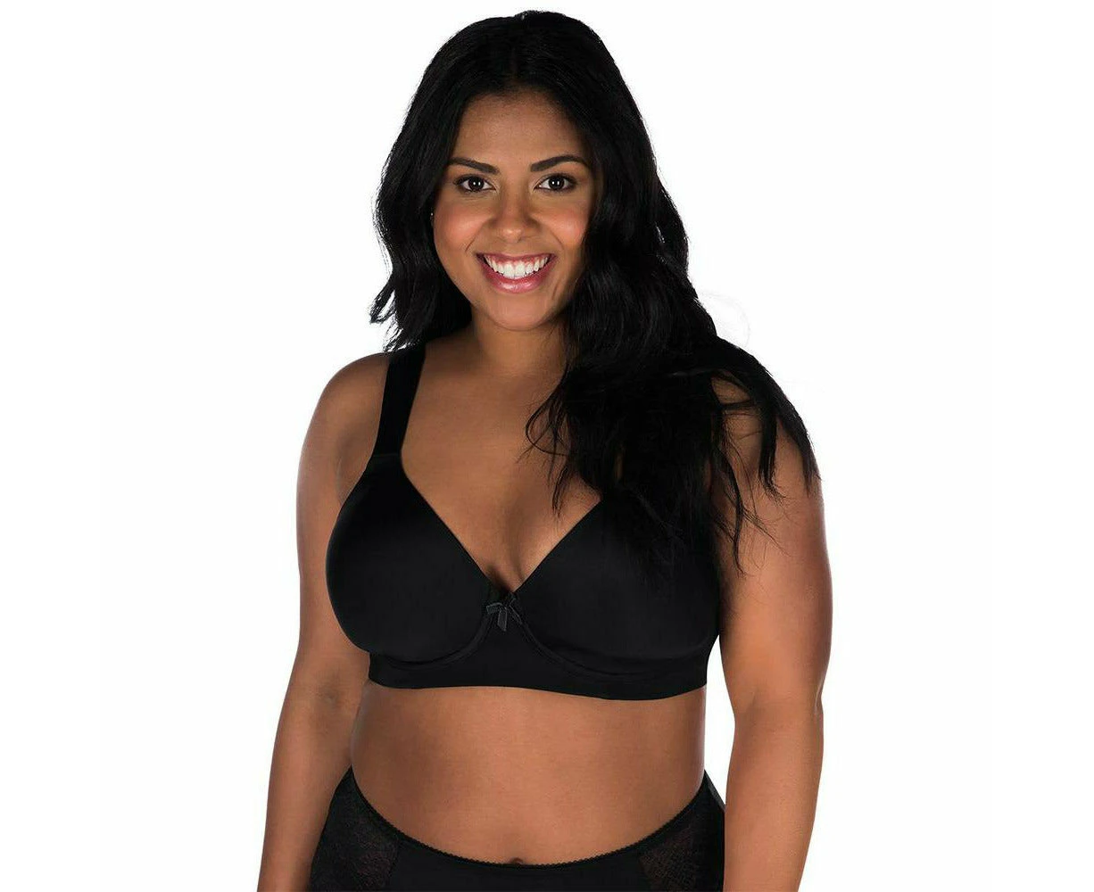 Leading Lady Brigitte Padded Wirefree T-Shirt Bra with Wide Straps in Black