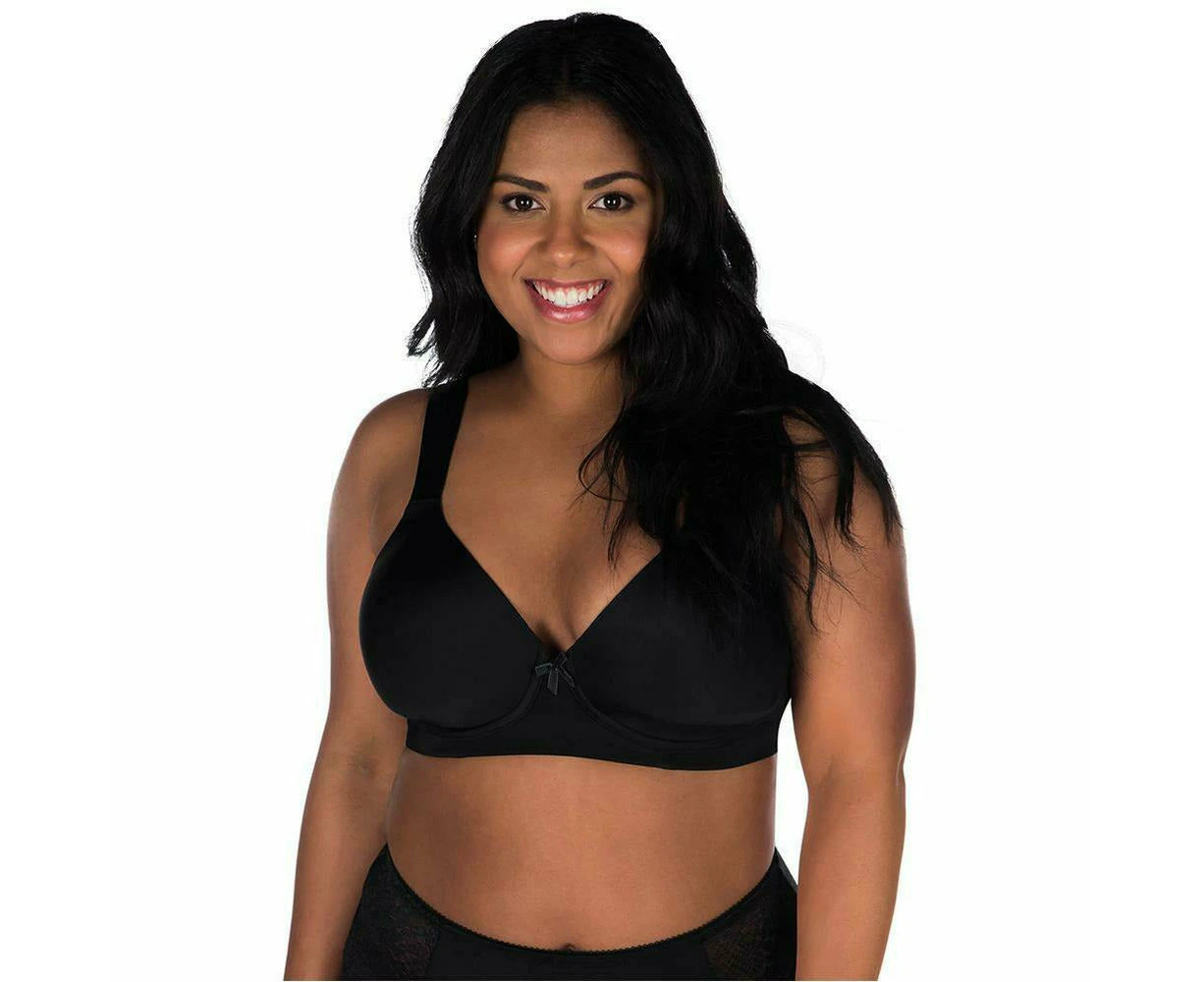 Leading Lady Brigitte Underwired Padded T-Shirt Bra with Wide Straps in Black