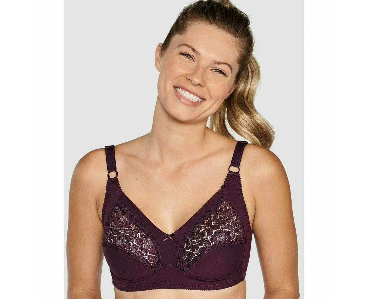 Naturana Supportive Soft Cup Wirefree Cotton Bra in Aubergine