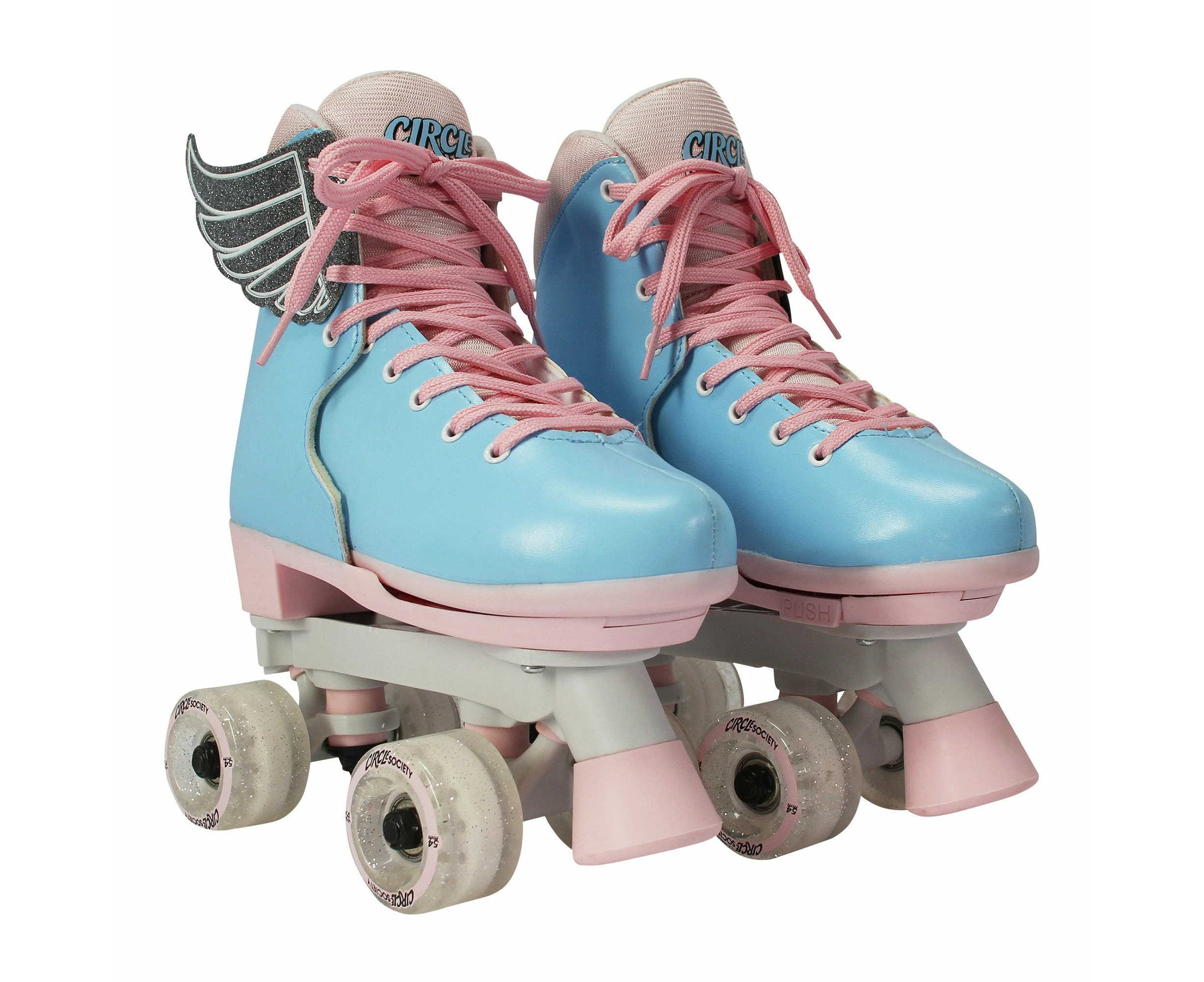 Circle Society Adjustable Kids Quad Roller Skates In Cotton Candy