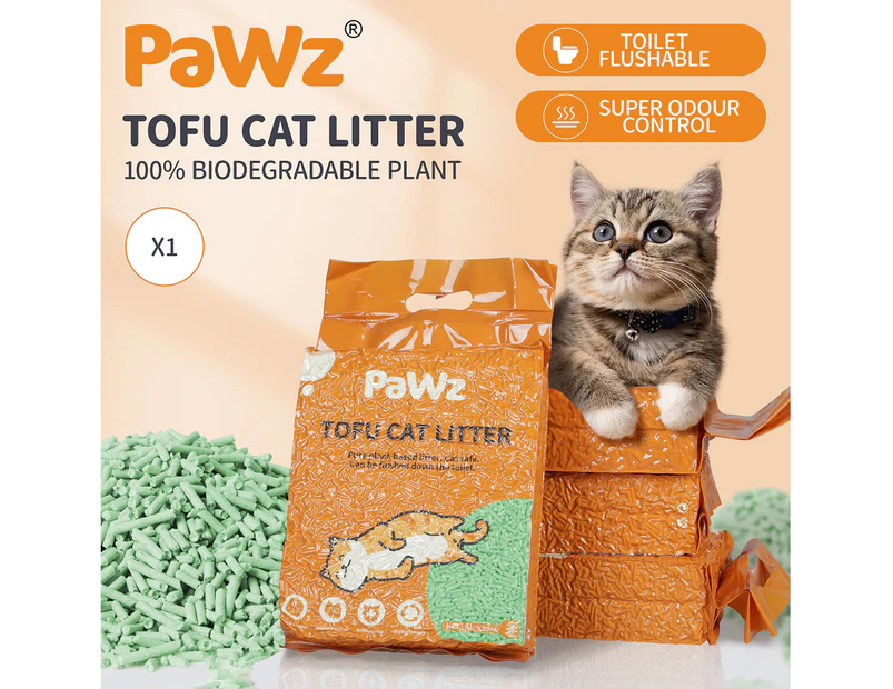 Pawz 2.5kg Tofu Cat Litter Clumping Flushable Fast Super Absorben Green Tea x1