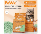 Pawz 2.5kg Tofu Cat Litter Clumping Flushable Fast Super Absorben Green Tea x4