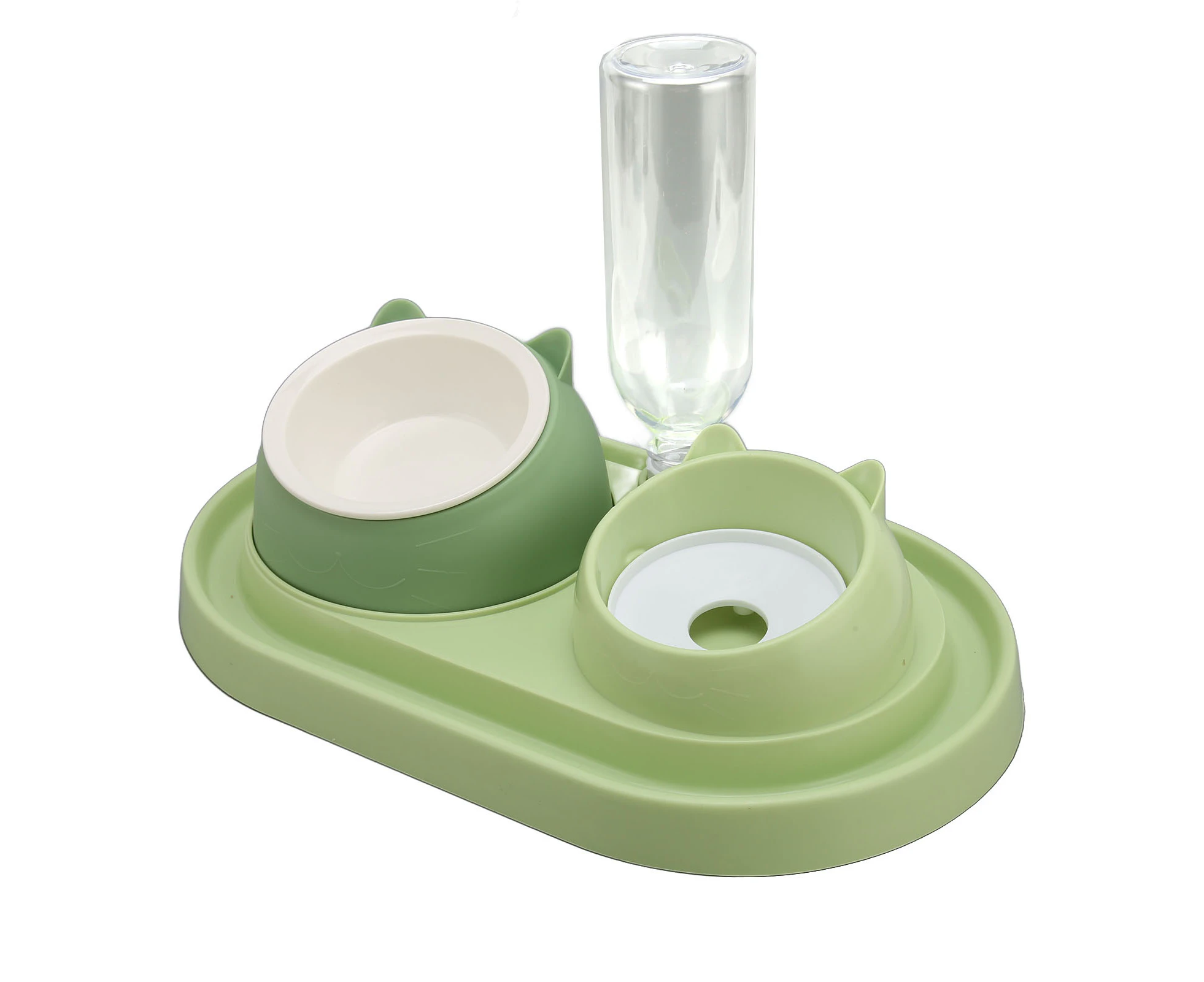 Ceramic Cat Food and Water Bowl Set Prevent Spill Double Tilted Elevated Cat Slow Food Bowl for Cats Dogs