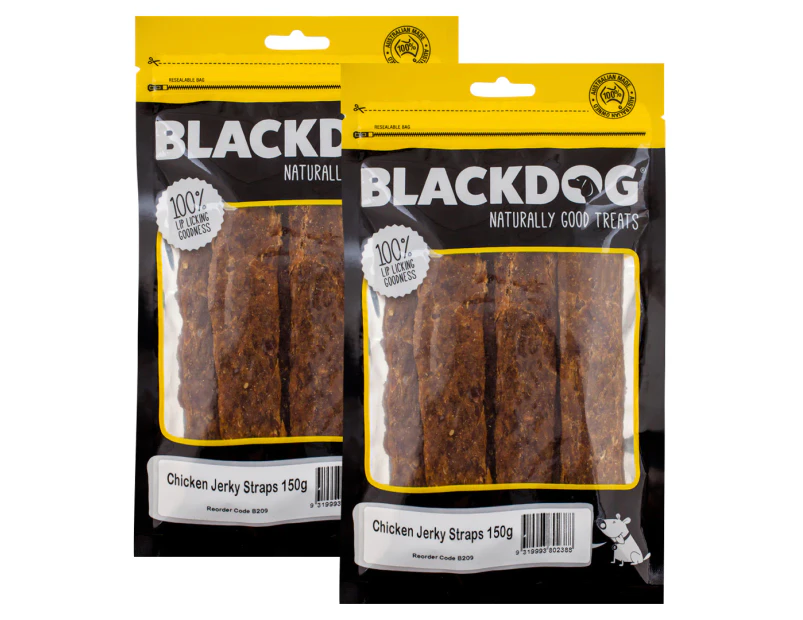 2 x Blackdog Jerky Chicken Straps 150g