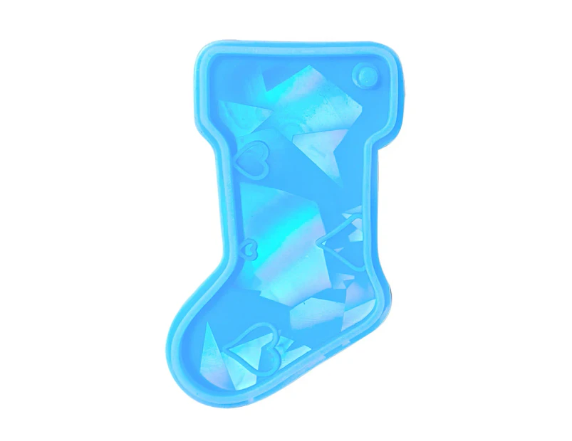 Stocking Silicone Mold Holographic Resin Mold for DIY Keychains Earring Pendant - Blue