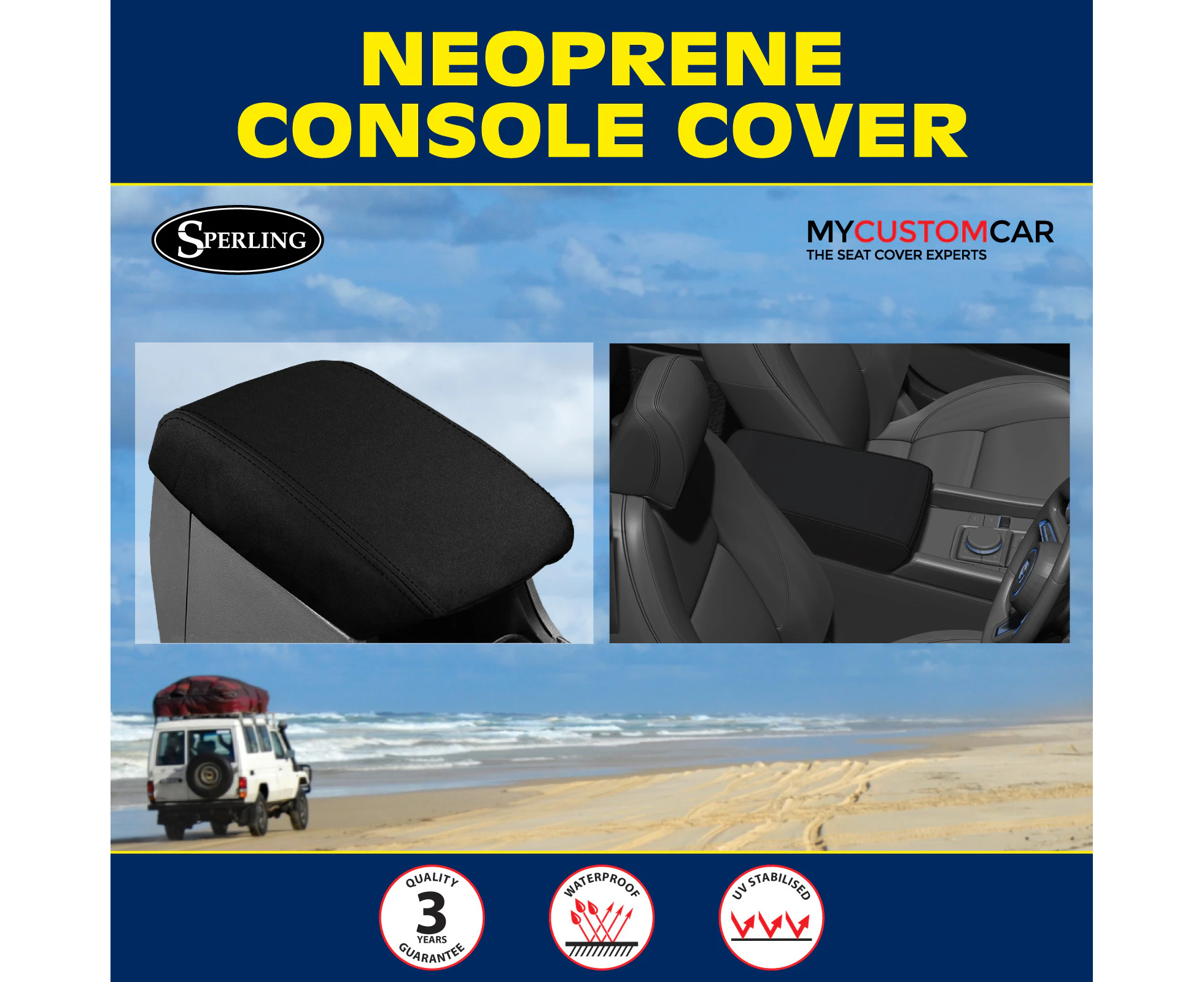 Mazda BT-50 2020-On Neoprene Centre Console Lid Cover Armrest Cover Black BT50