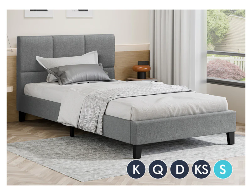 ALFORDSON Bed Frame Single Size Mattress Platform Fabric Grey