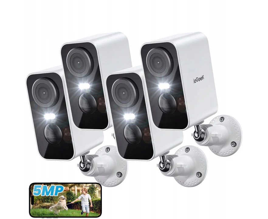 4PACK 5MP Security Cameras Wireless Outdoor - Smart WiFi Camera System for Home Surveillance, Battery Powered Cam