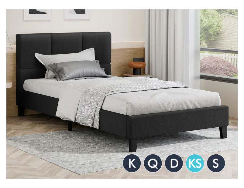 ALFORDSON Bed Frame King Single Size Wooden Base Fabric Charcoal