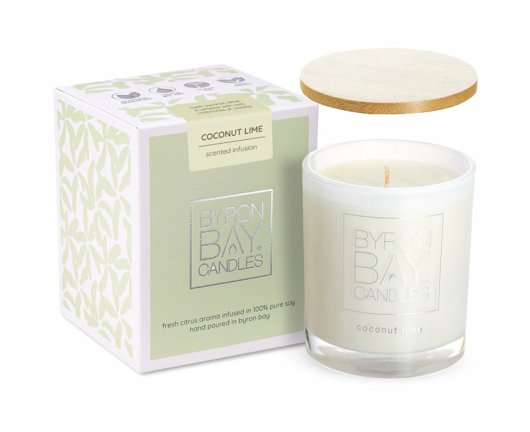 Byron Bay Candles | Scented Pure Soy Candle - 50 Hour Large - Coconut Lime