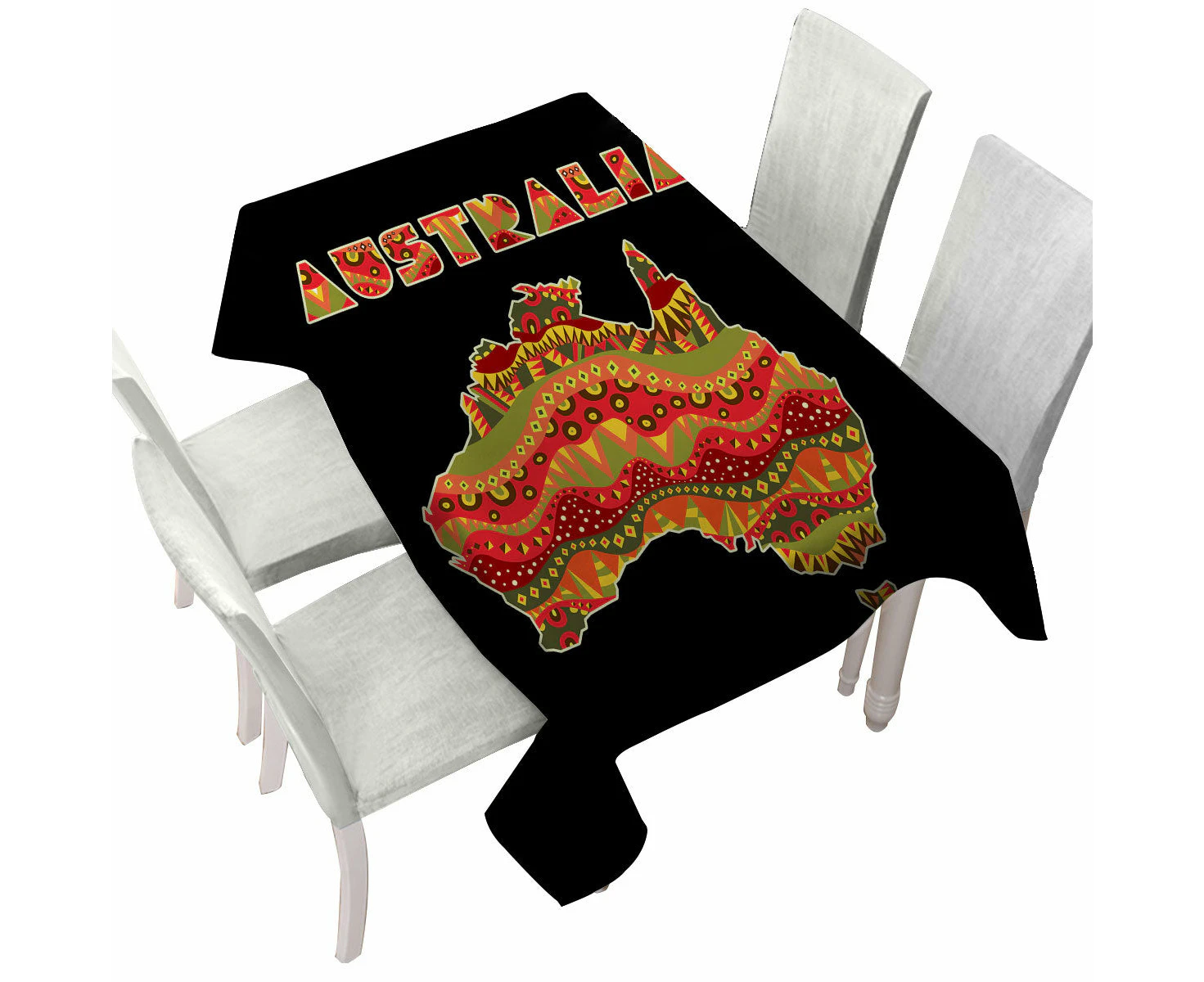 Multi Colored Aboriginal Design Australia Continent Tablecloth