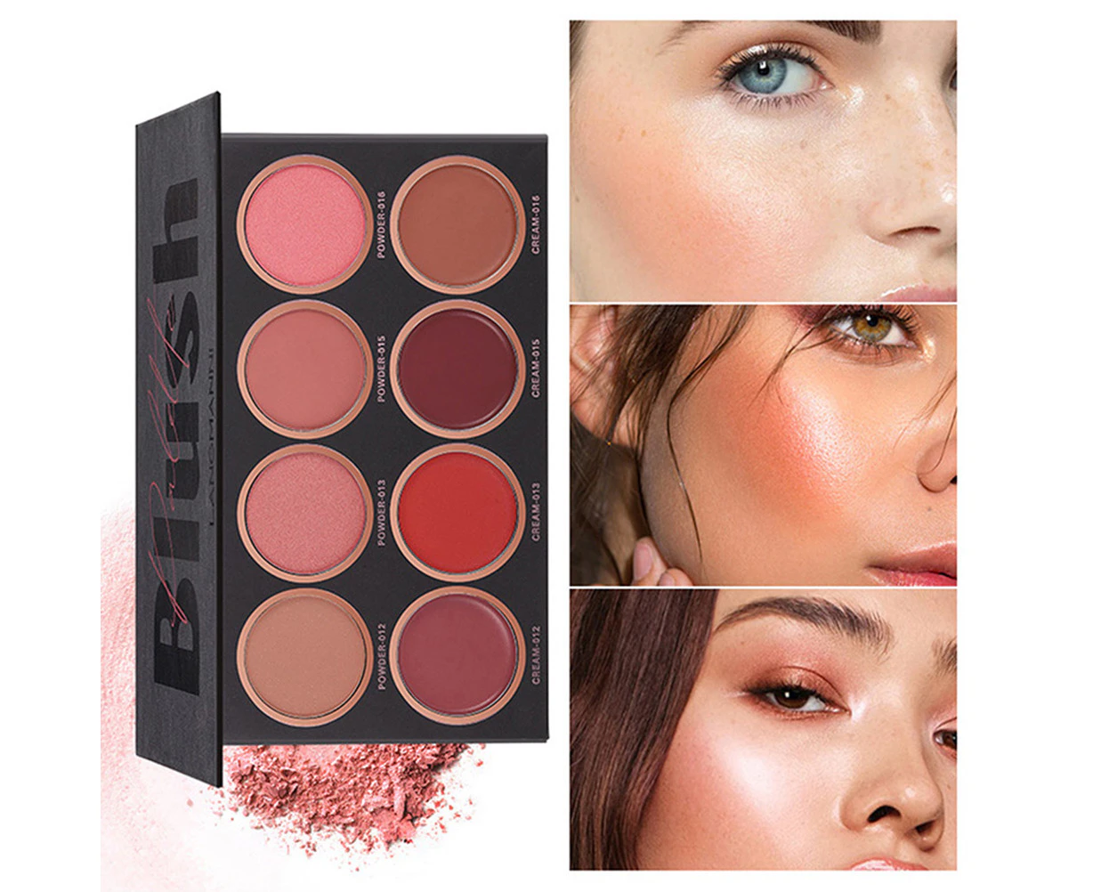 8 Colors Face Blush Palette Matte Blush Natural Long Lasting Contour Highlight Makeup Palette for Women Girls