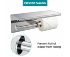 Toilet Paper Holder Double Roll Stainless Steel Hook Bathroom Rack Wall Silver