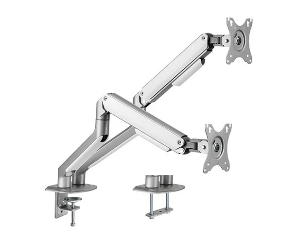 BRATECK Dual Monitor Economical Spring-Assisted Monitor Arm Fit Most 17'-32' Monitors, Up to 9kg per screen VESA 75x75/100x100 Matte Grey