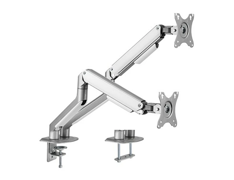 BRATECK Dual Monitor Economical Spring-Assisted Monitor Arm Fit Most 17'-32' Monitors, Up to 9kg per screen VESA 75x75/100x100 Matte Grey