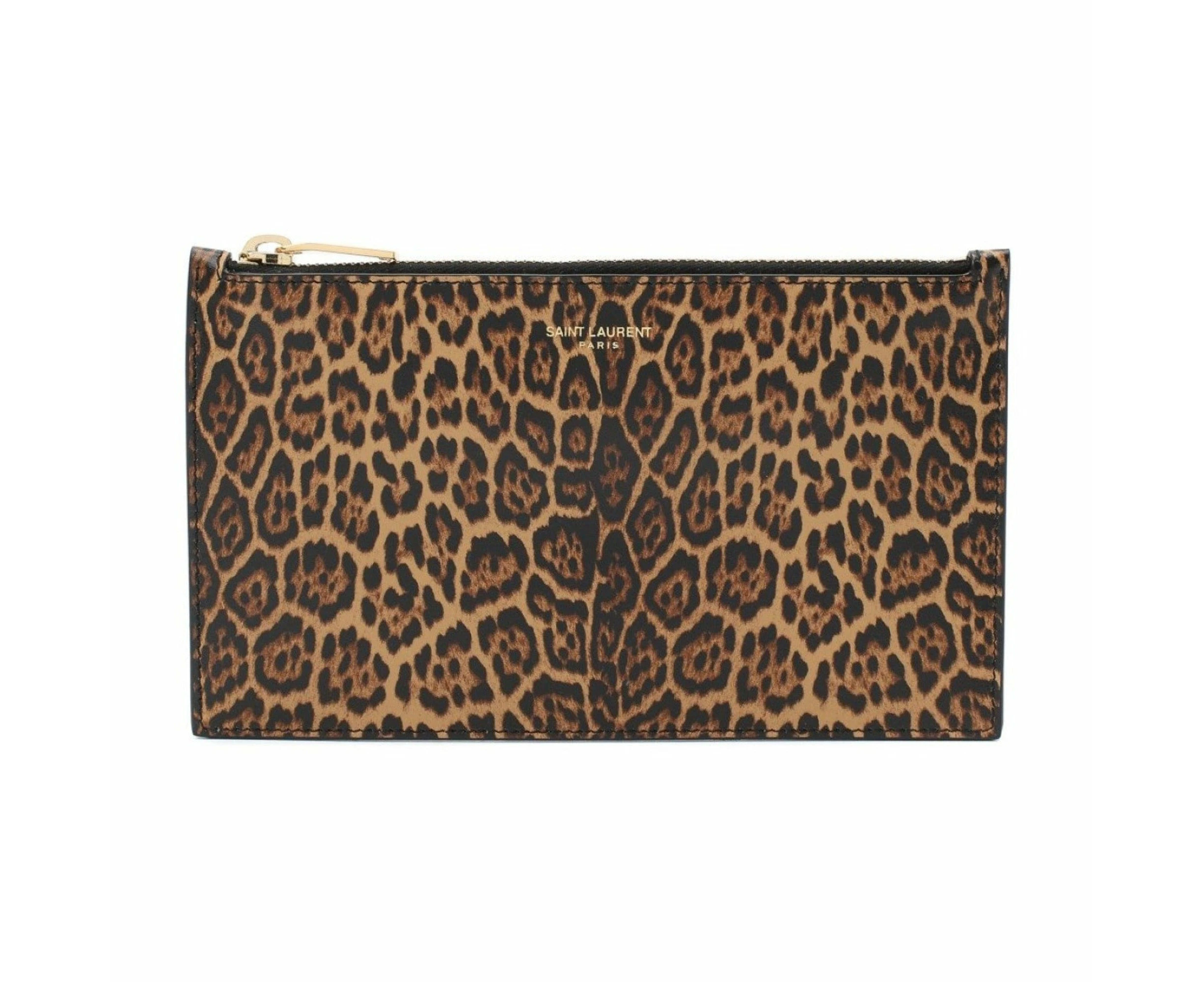 Saint Laurent Leopard Printed Calfskin Leather Small Pouch