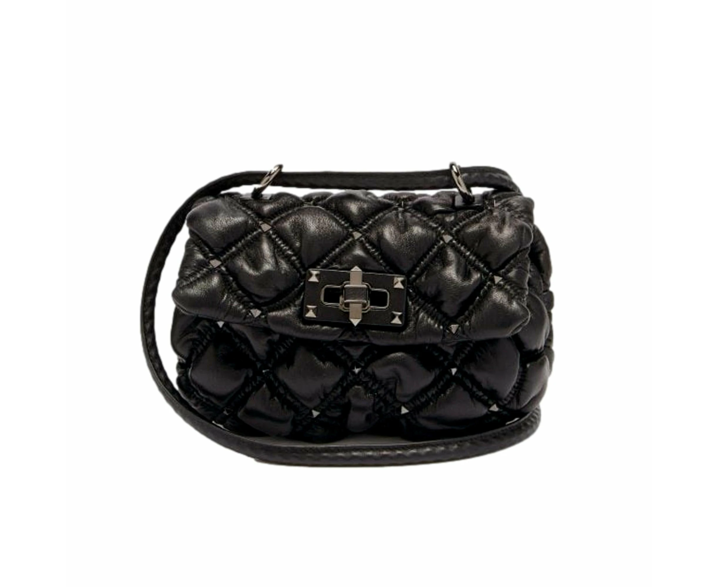 Valentino Garavani Spikeme Black Studded Leather Small Crossbody Bag