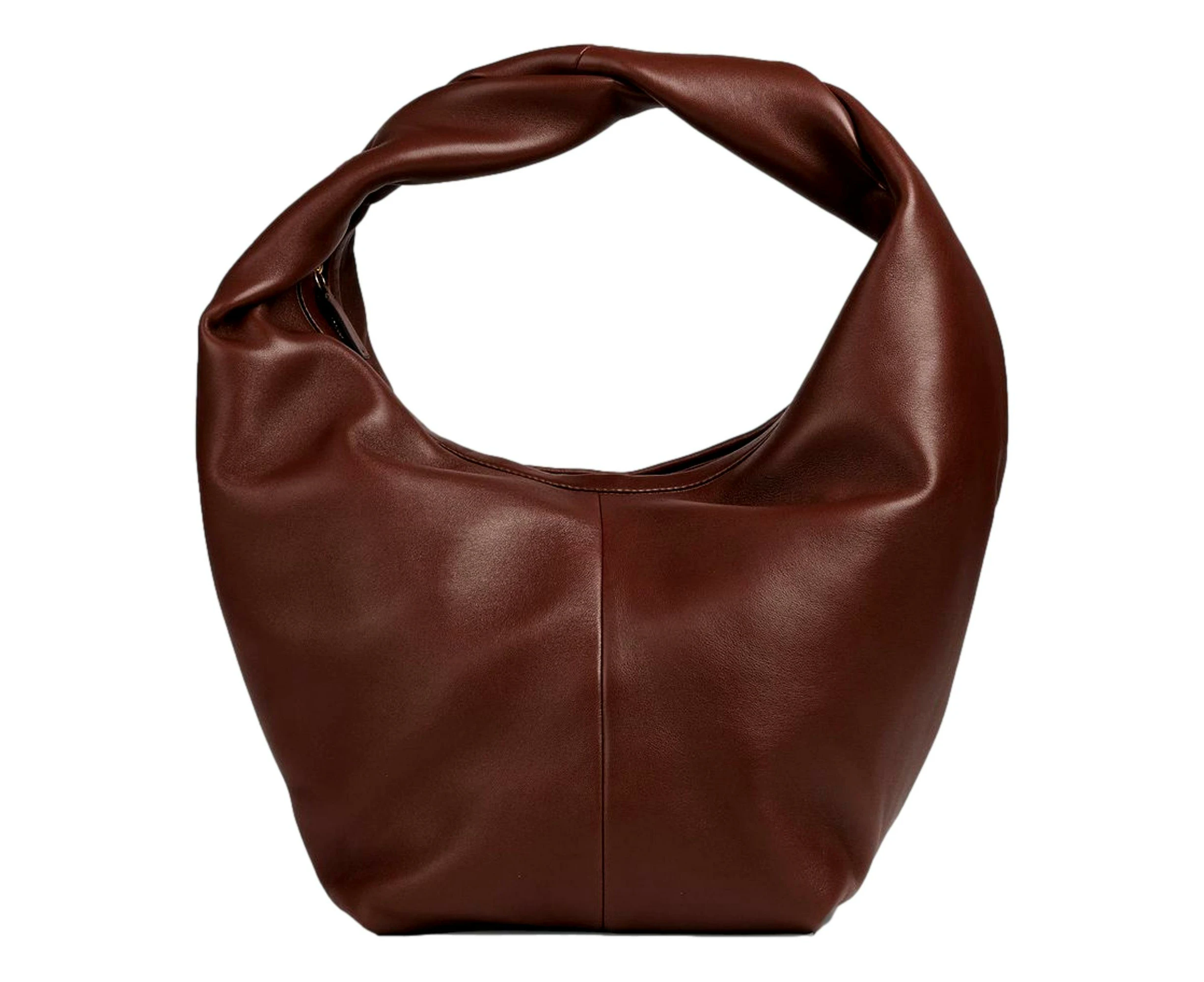 Valentino Garavani Roman Stud Brown Leather Large Hobo Shoulder Bag