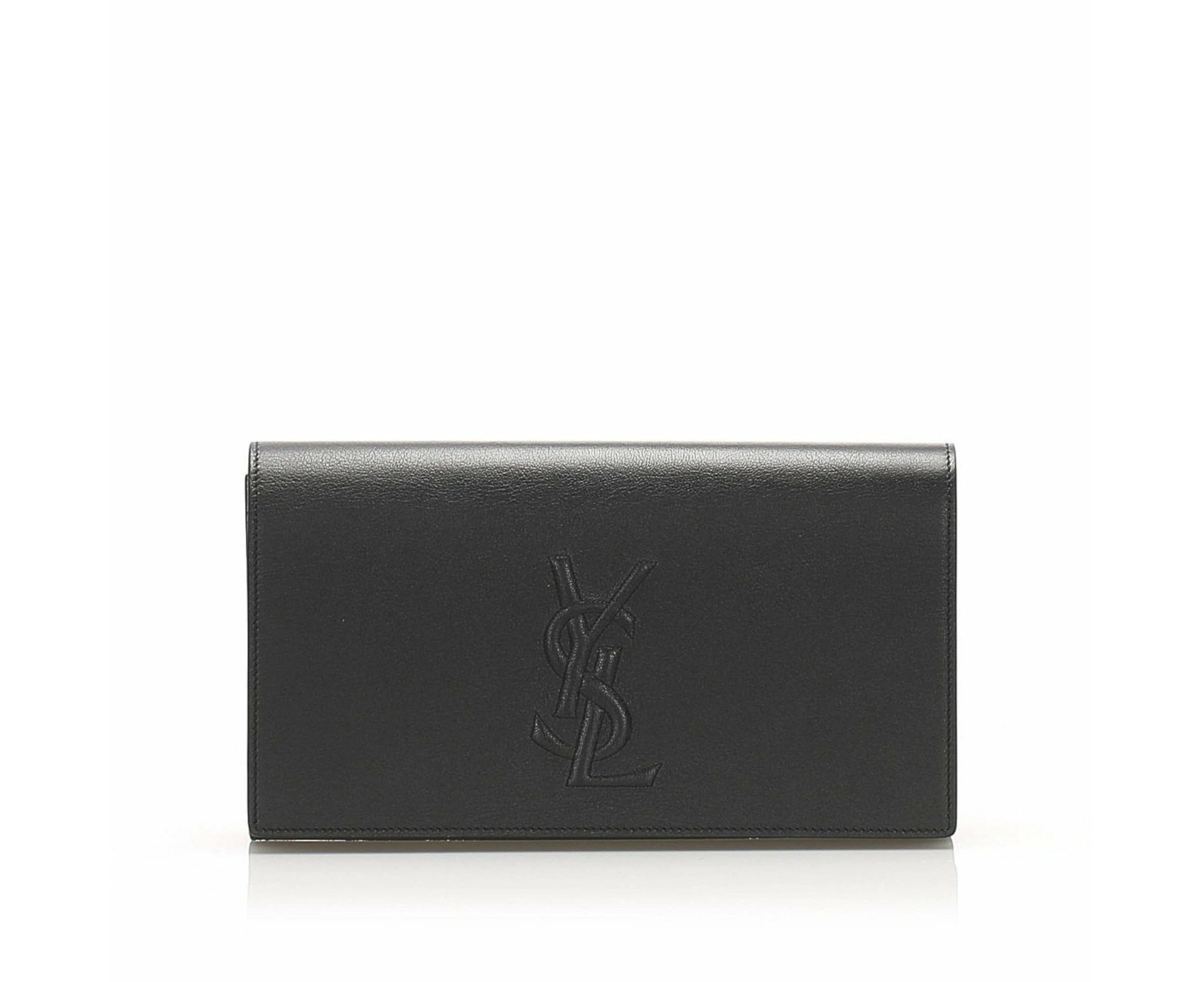 Saint Laurent YSL Belle de Jour Leather Black Large Clutch Bag