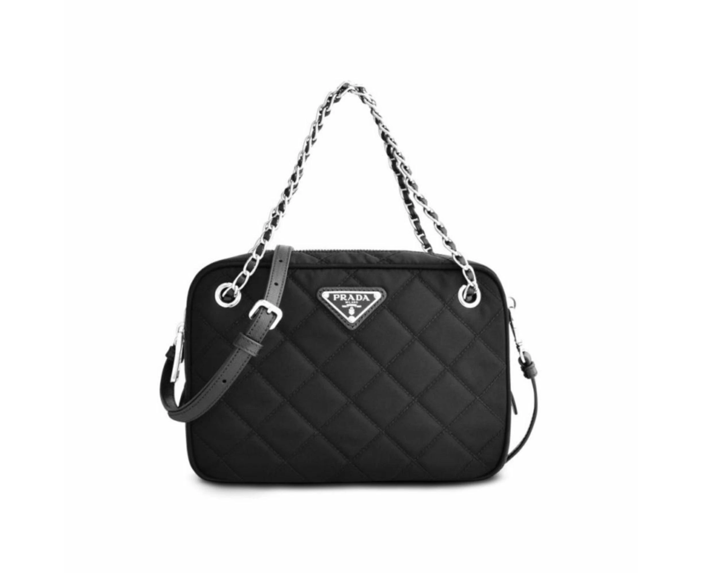 Prada Re-Edtion Nylon Quilted Black Triangle Logo Crossbody Bag