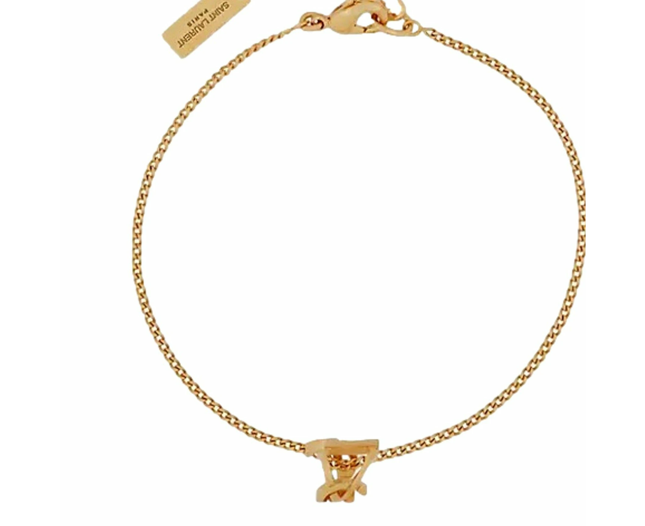 Saint Laurent Monogram Twist Gold Metal Chain Bracelet