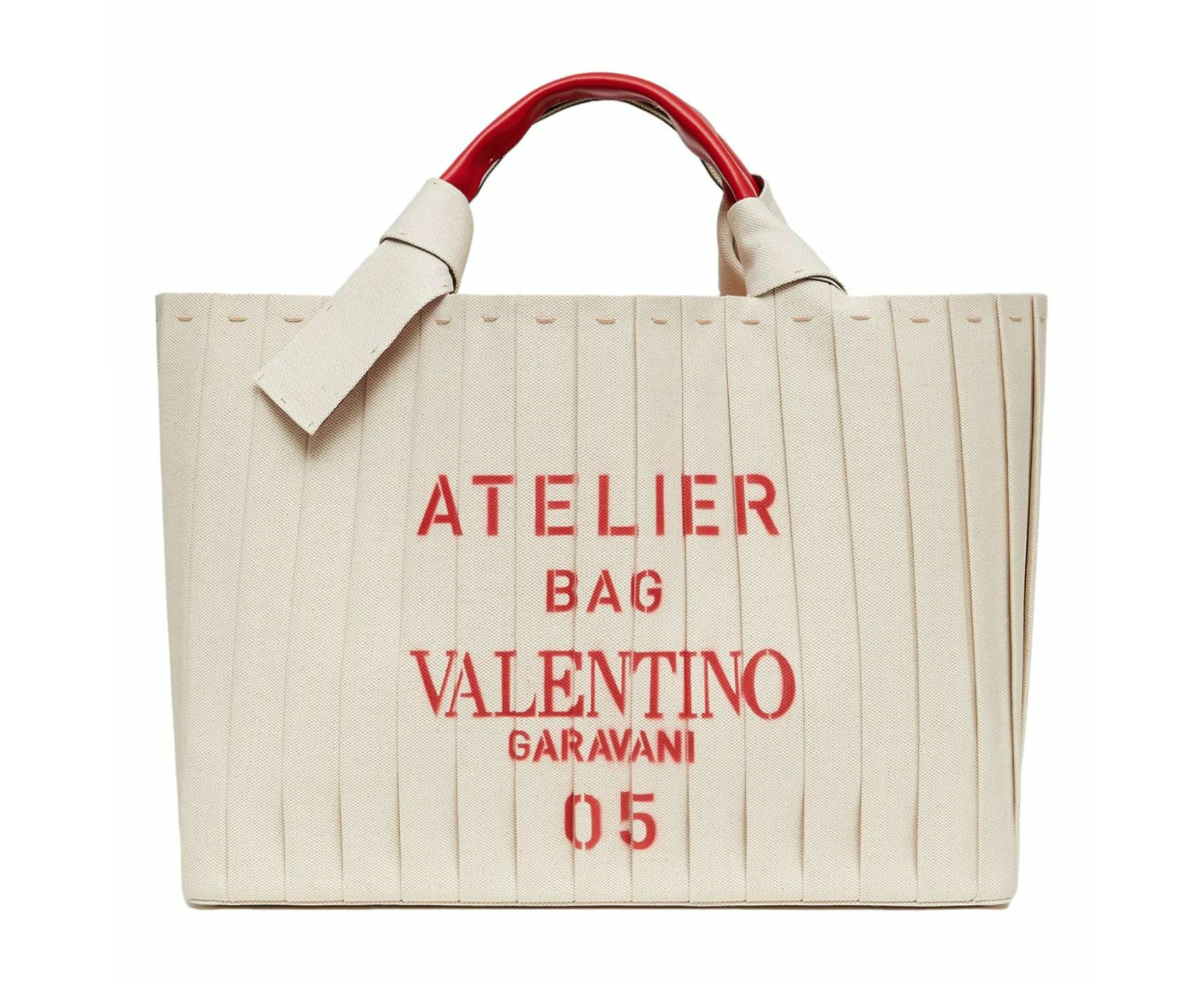 Valentino Garavani 05 Plisse Edition Sac Atelier Large Canvas Tote Bag