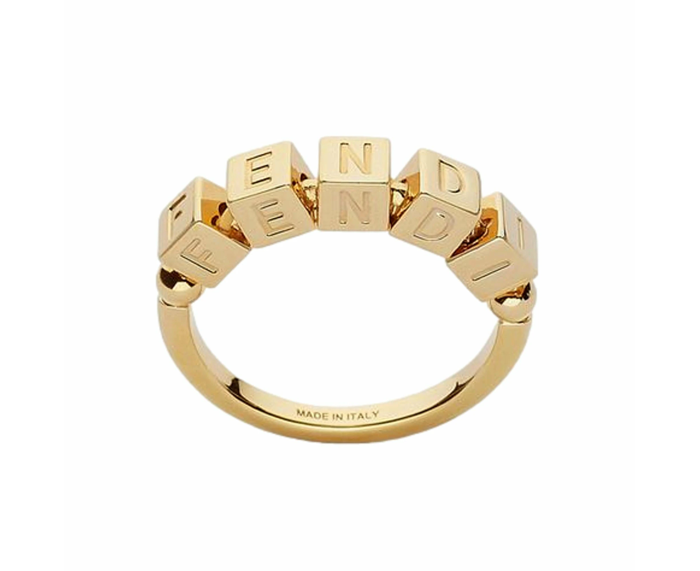 Fendi Fendigraphy Letters Gold Metal Ring Size Small