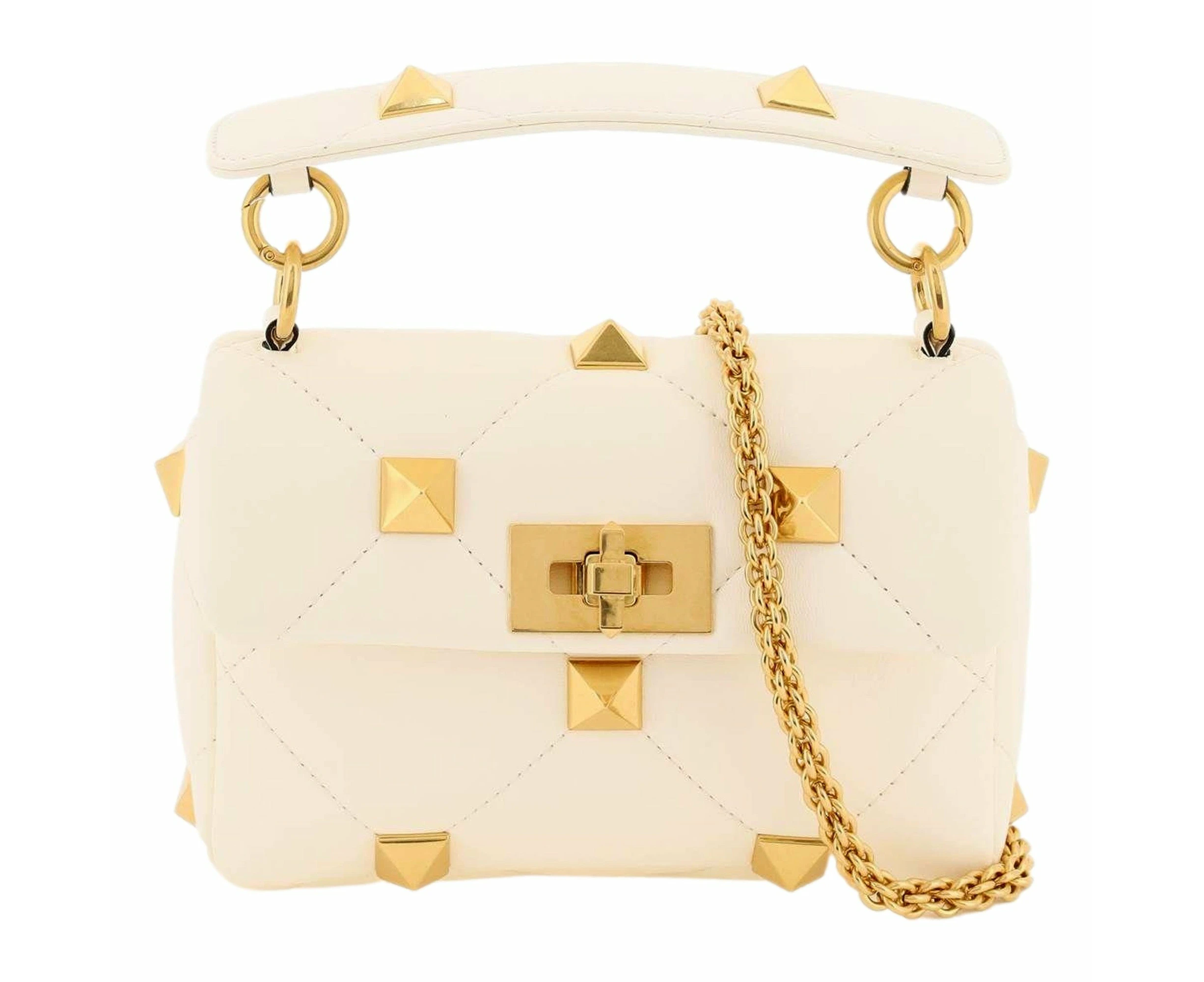 Valentino Garavani Roman Stud Small Crossbody Bag Ivory Nappa Leather