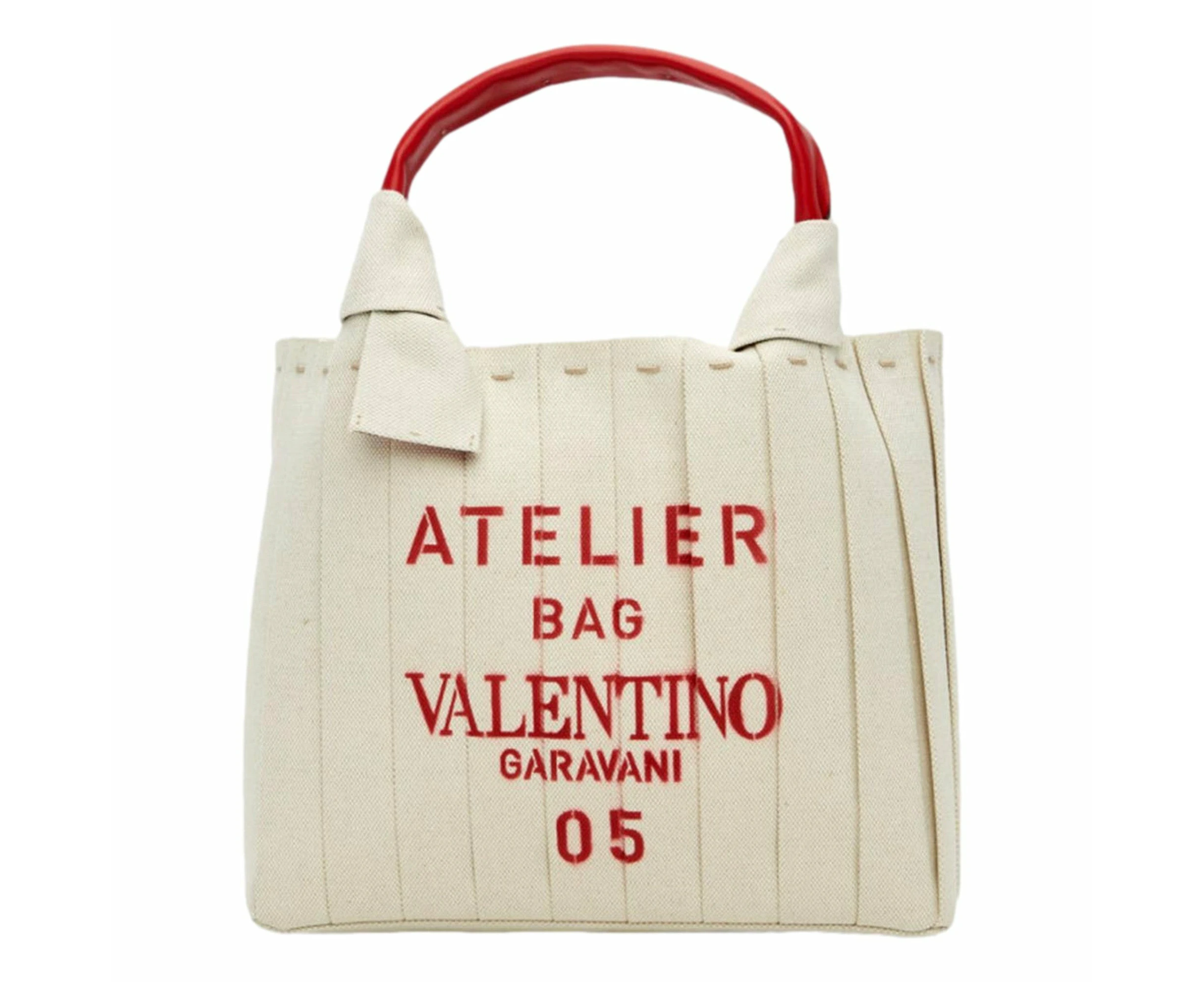 Valentino Garavani 05 Plisse Edition Sac Atelier Canvas Crossbody Tote Bag