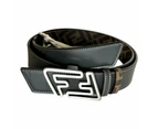 Fendi The Faster Men's Asphalt and Brown Belt Size 85