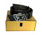 Fendi The Faster Men's Asphalt and Brown Belt Size 85