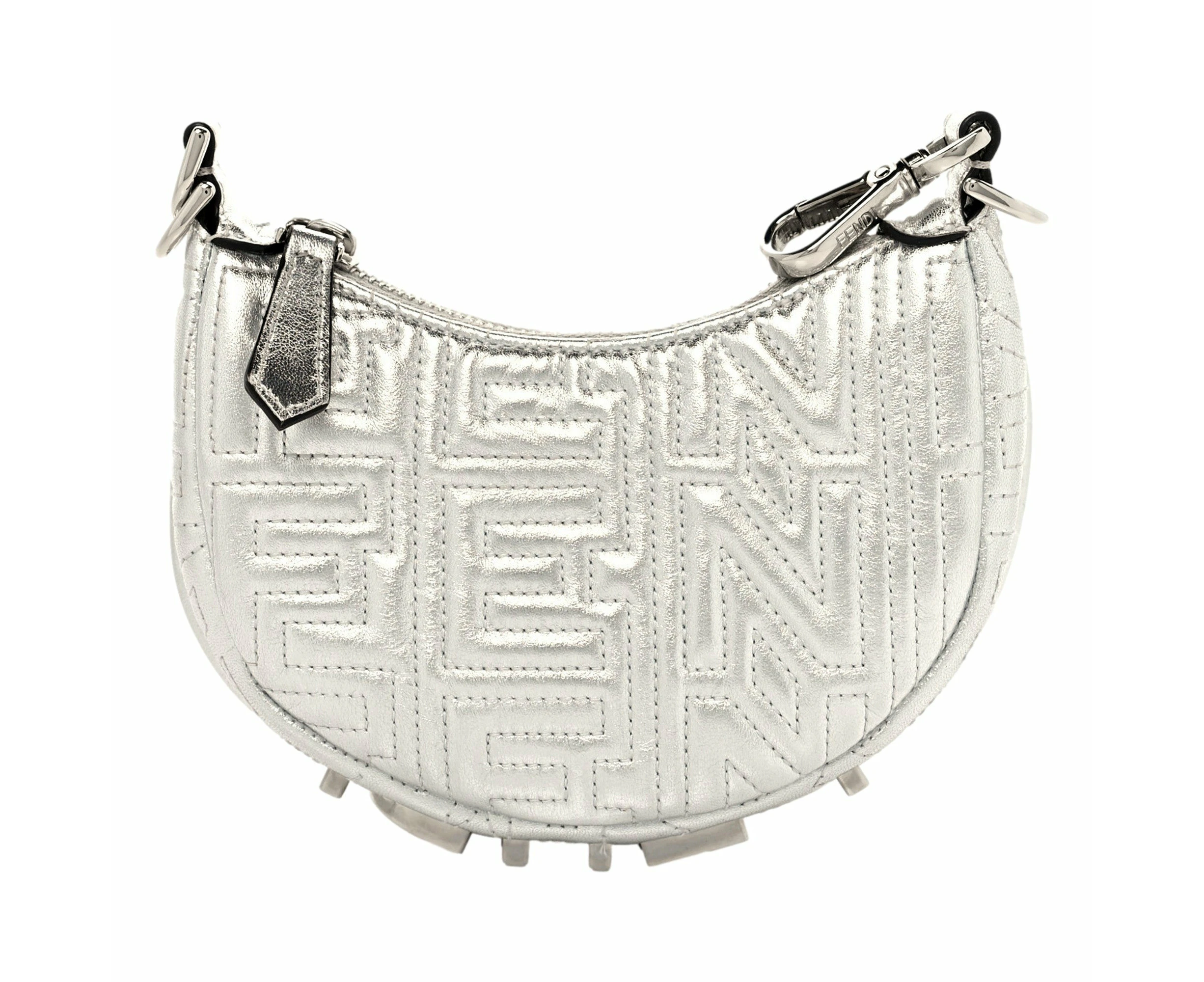 Fendi x Marc Jacobs Fendigraphy Silver Mini Hobo Leather Bag