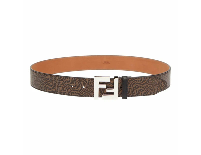 Fendi x Sarah Coleman Mens FF Vertigo Brown Leather Belt 110/44