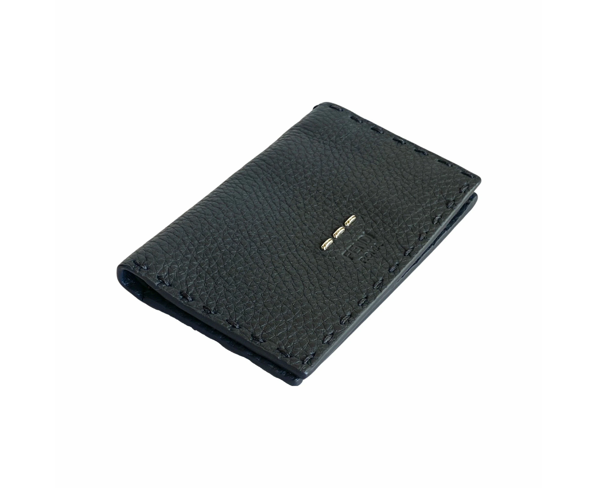 Fendi Selleria Gray Calf Leather Vertical Bifold Wallet