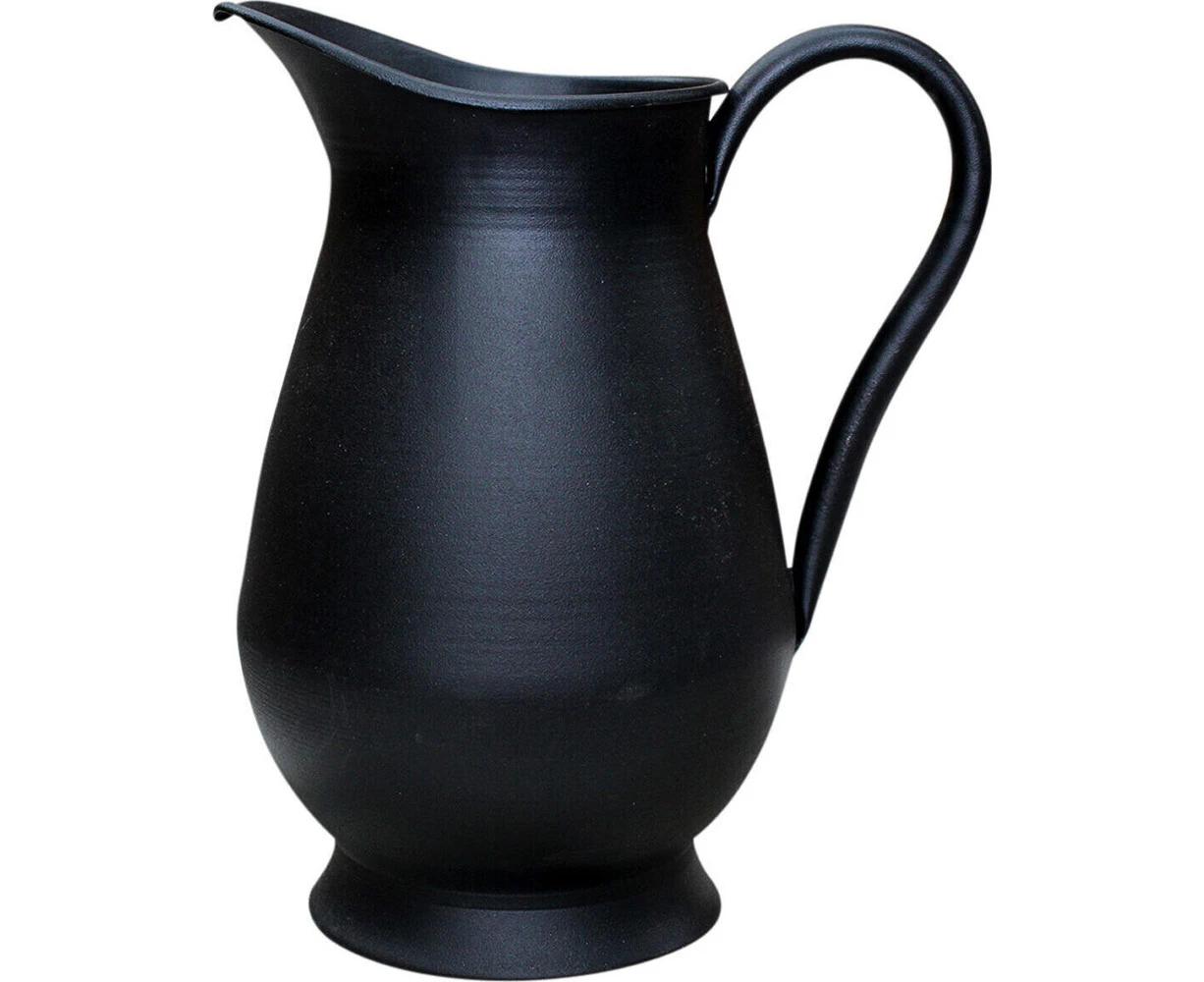 LVD Metal Jug Pitcher Water/Juice Milk Serving Container 25.5cm Lrg Matte BLK