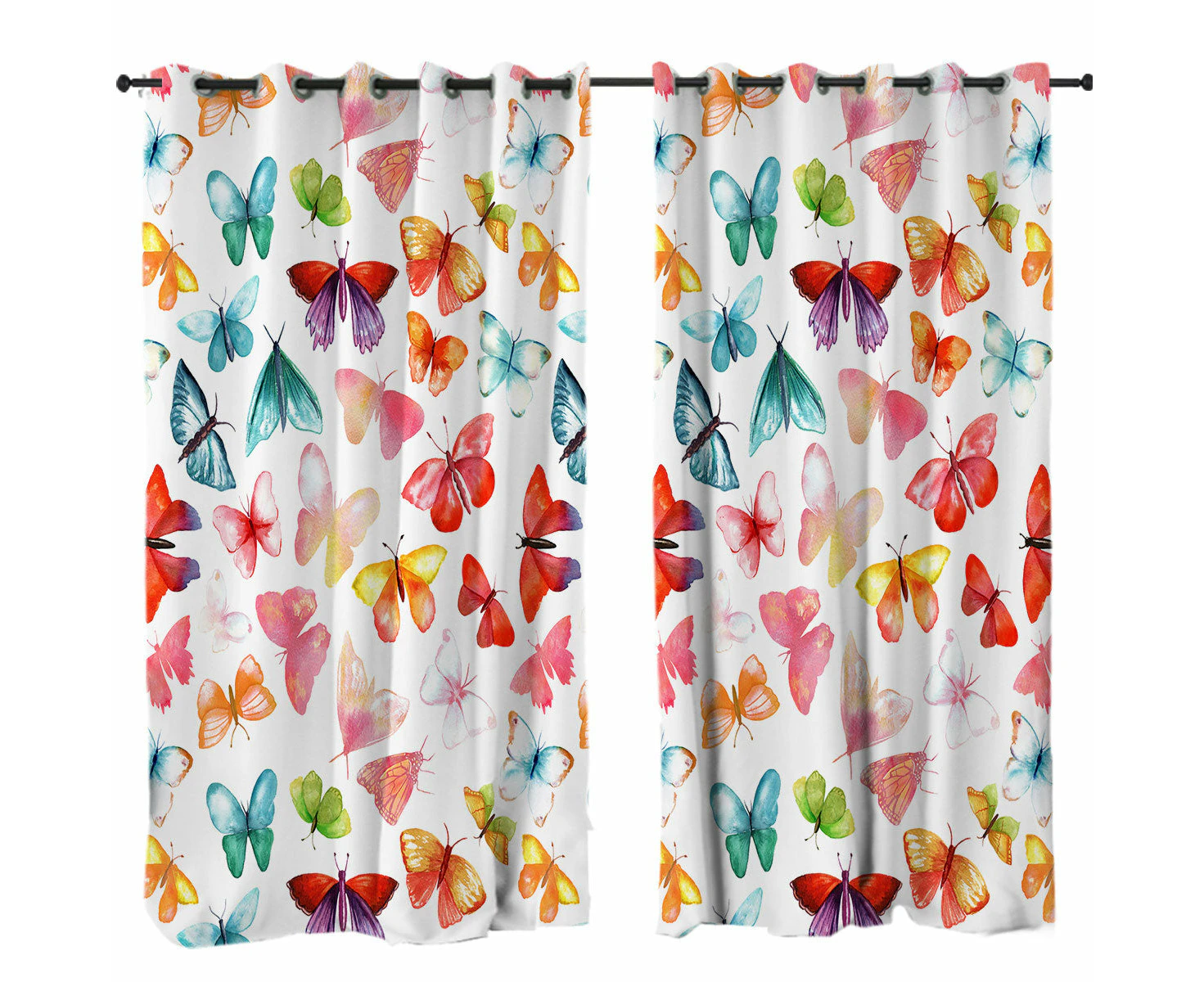 Colorful Pastel Colors Butterflies Curtain - Single / Set of Two