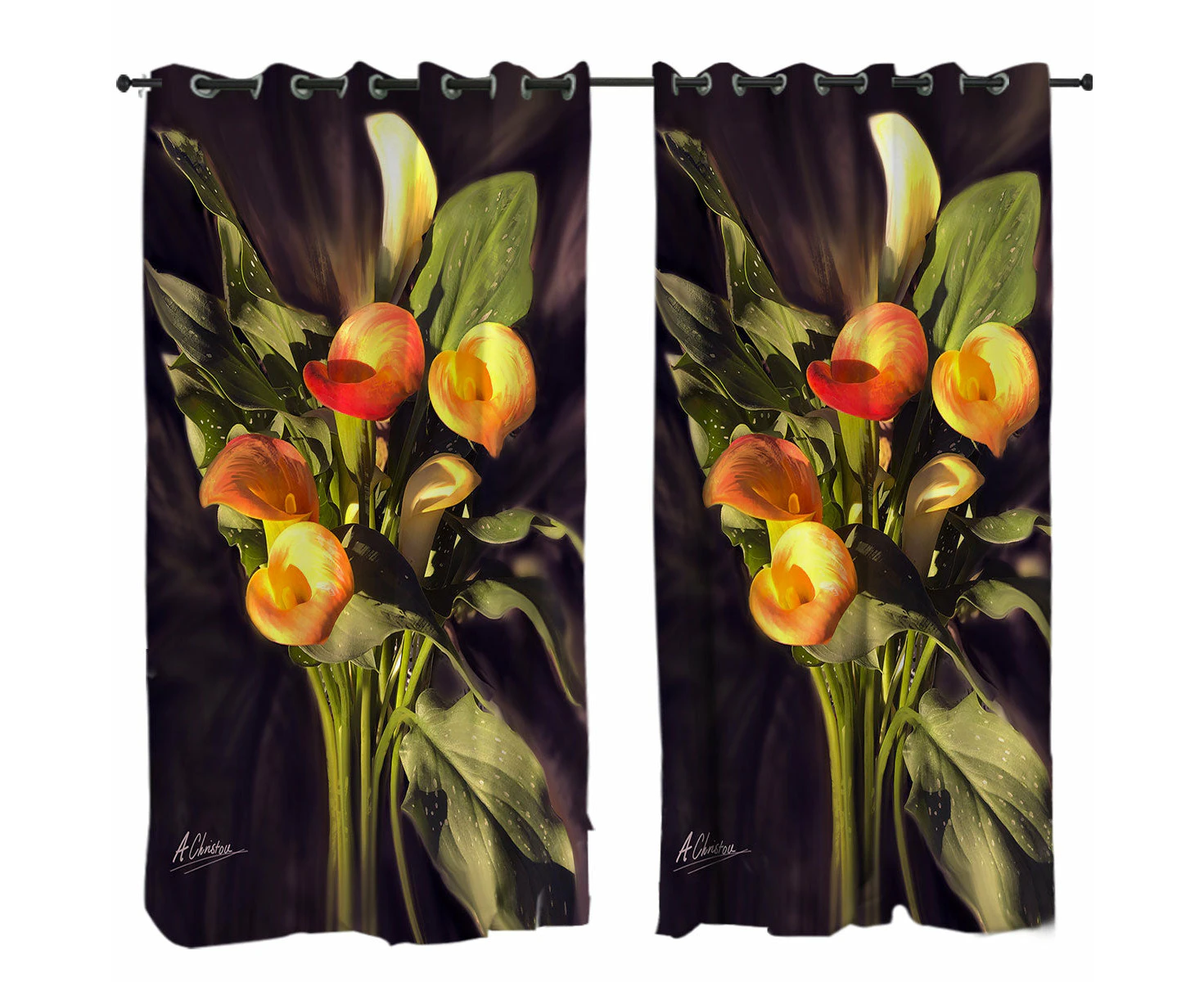 Fine Art Flower Bloom Orchid Curtain - Single / Set of Two