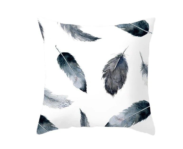 Feather-patterned Home Sandbag Cushion Cover--White