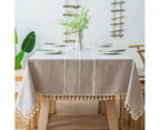 Waterproof Farmhouse Burlap Doilies with Tassel, Cotton Linen Rustic Embroidery Table Cloths 55x55(140*140cm)