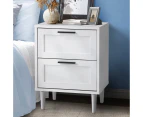 Oikiture Bedside Table Nightstand 2 Drawers Side End Table Bedroom Storage White