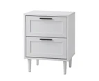 Oikiture Bedside Table Nightstand 2 Drawers Side End Table Bedroom Storage White