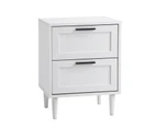 Oikiture Bedside Table Nightstand 2 Drawers Side End Table Bedroom Storage White