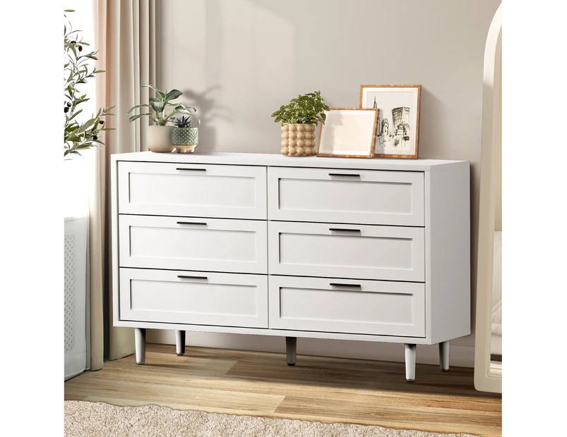 Oikiture 6 Chest of Drawers Dresser Chest Storage Cabinet Tallboy White