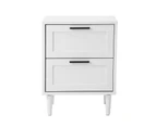 Oikiture Bedside Table Nightstand 2 Drawers Side End Table Bedroom Storage White