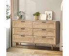 Oikiture 6 Chest of Drawers Dresser Chest Storage Cabinet Tallboy Natural