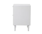 Oikiture Bedside Table Nightstand 2 Drawers Side End Table Bedroom Storage White