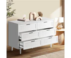 Oikiture 6 Chest of Drawers Dresser Chest Storage Cabinet Tallboy White