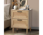 Oikiture Bedside Table Nightstand 2 Drawers Side End Table Storage Natural